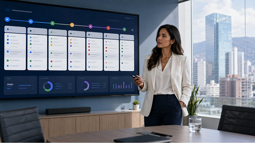 Pipeline comercial con oportunidades ordenadas por etapas para mejorar el seguimiento de leads.