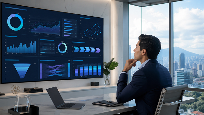 Reportes y monitorización de activos digitales para medir calidad de leads y avance comercial.