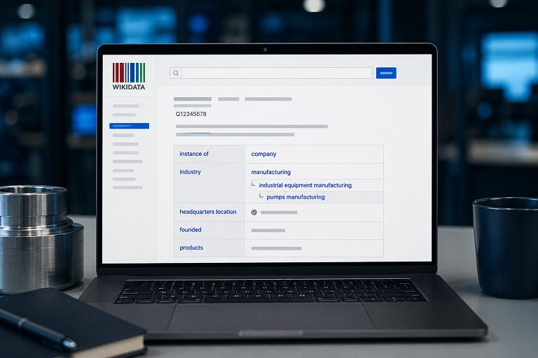 Presencia consistente de una empresa industrial en web, LinkedIn y Wikidata leída por la IA