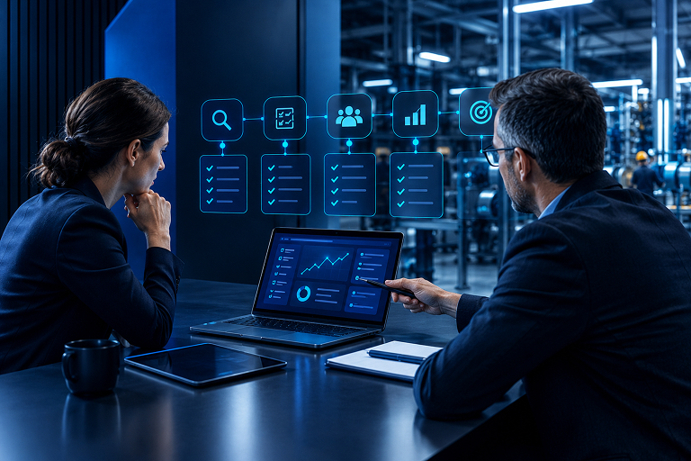 Empresa revisando criterios antes de contratar un sistema de captación B2B